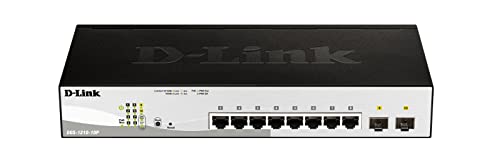 D-Link PoE+ Switch, 8 10 Port Smart Managed Layer 2+ Gigabit Ethernet with 2 Gigabit SFP Ports and 65W PoE Budget (DGS-1210-10P)
