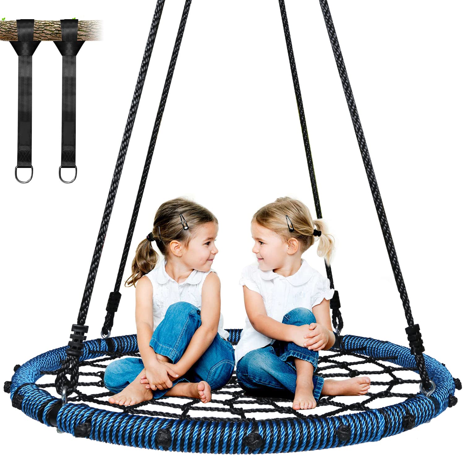 Trekassy Spider Web Swing 40 inch for Tree Kids with Steel Frame and 2 Hanging Straps