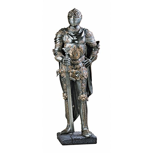 Design Toscano CL4256 The King's Guard Medieval Decor Half Scale Knight Armor Gothic Statue, 39 Inch, Polyresin, Two Tone Metallic,Pewter