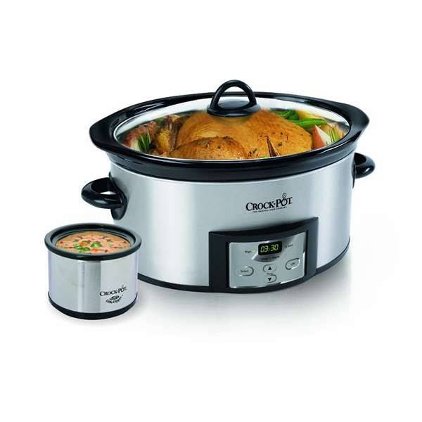 Crockpot Crock-Pot 6-Quart Countdown Programmable Oval Slow Cooker with Dipper, Stainless Steel, SCCPVC605-S