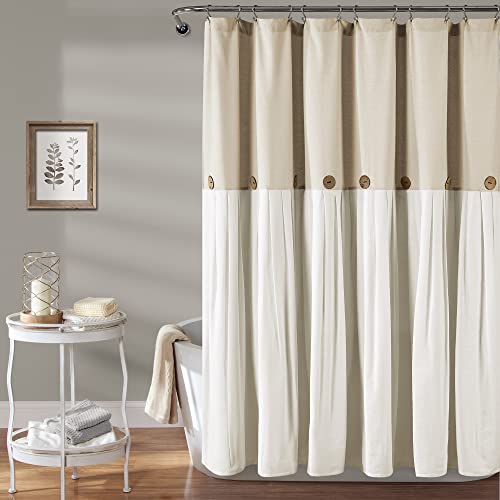 Lush Decor Linen Button Shower Curtain
