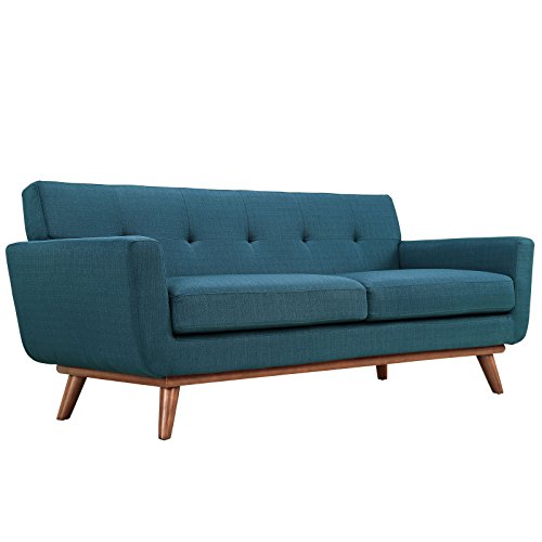 Modway Fine Fabric Upholstered Loveseat with Rubberwood...