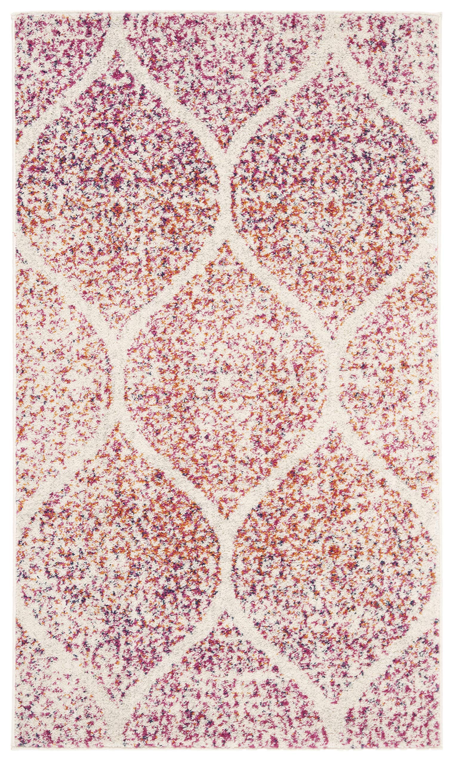  Safavieh Madison Collection Accent Rug - 2'3" x 4', Cream & Fuchsia, Glam Trellis Distressed Design, Non-Shedding & Easy Care, Ideal for High Traffic Areas in Entryway, Living...