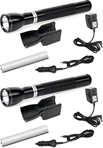 MagLite RL1019 LED Rechargeable Flashlight System with 120V Converter & 12V DC Cigarette Lighter Adapter, Black