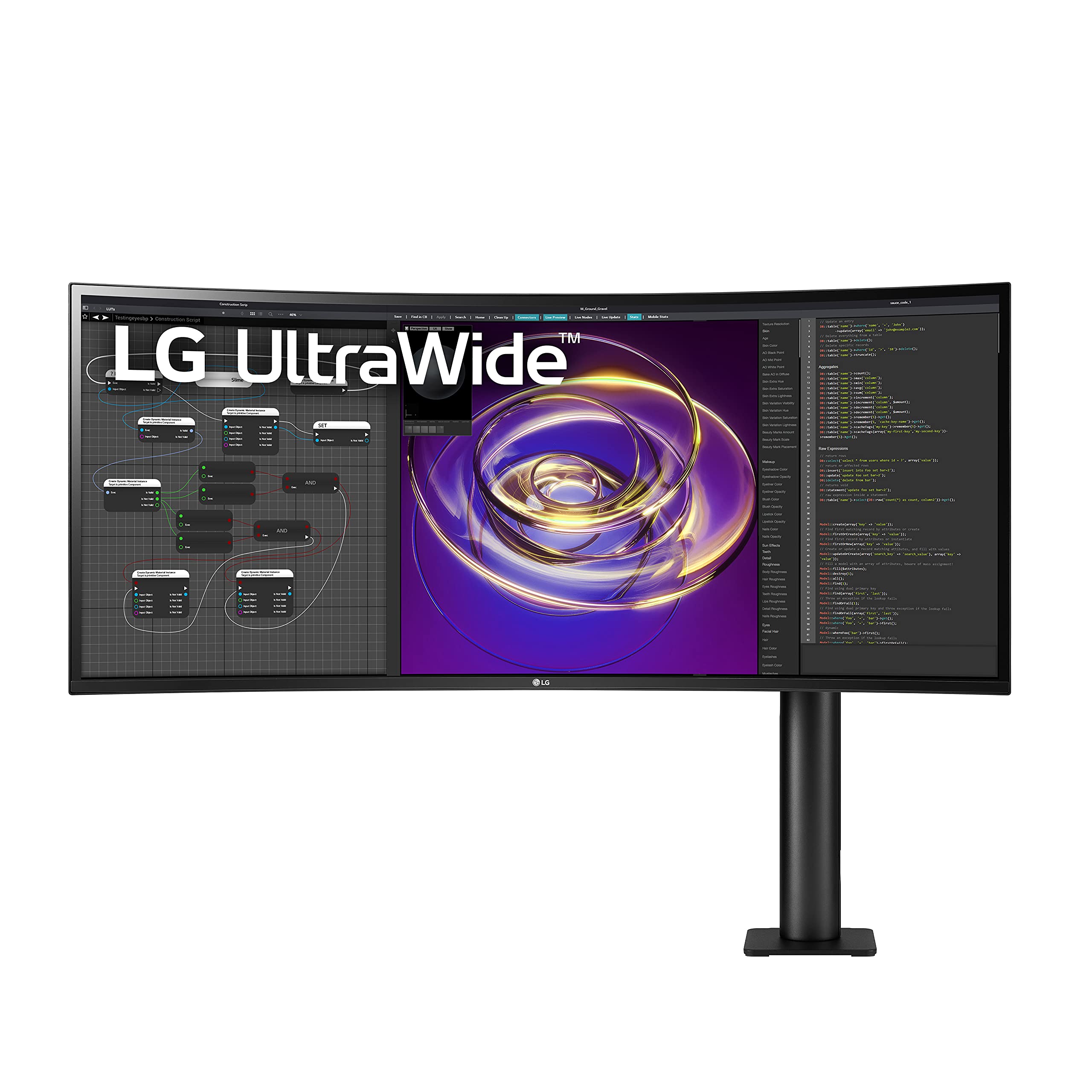 LG 34WP88C-B 34-inch Curved 21:9 UltraWide QHD (3440x1440) IPS Display with Ergo Stand (Extend+Retract+Swivel+Height+Tilt), ...