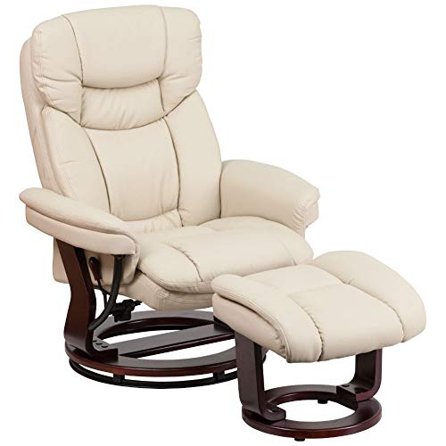 Flash Furniture Recliner Chair with Ottoman | Beige Lea...