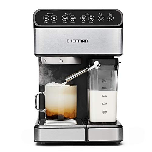 Chefman 6-in-1 Espresso Machine,Powerful 15-Bar Pump,Br...