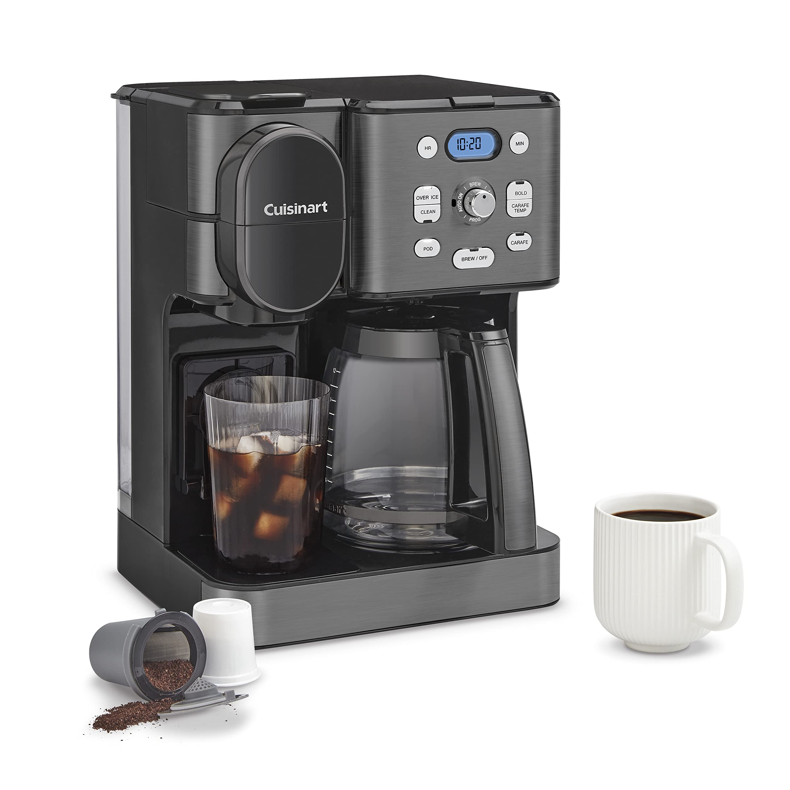 Cuisinart Coffee Maker, 12-Cup Glass Carafe, Automatic Hot & Iced Coffee Maker, Single Server Brewer, Stainless Steel, SS-16BKS