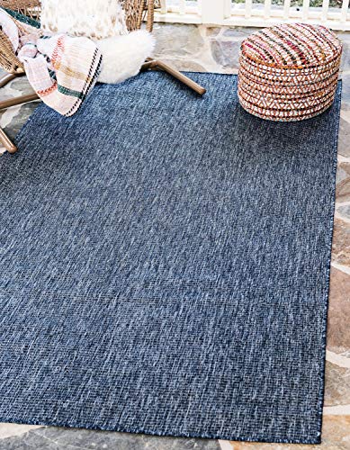 Unique Loom Outdoor Solid Collection Casual Transitional Indoor and Outdoor Flatweave Blue  Area Rug (8' 0 x 11' 4)