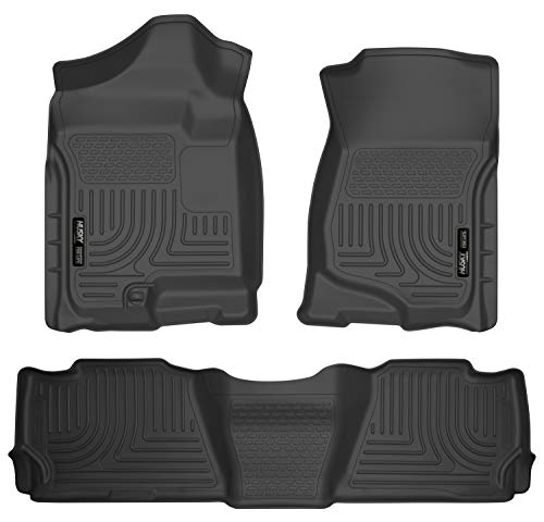 Husky Liners Weatherbeater Series | Front & 2nd Seat Floor Liners - Black | 98251 | Fits 2007-2014 Cadillac Escalade/Chevrolet Tahoe/GMC Yukon 3 Pcs