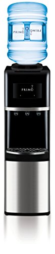Primo Top Loading Water Cooler - 3 Temperature Settings, Hot, Cold & Cool - Energy Star Rated Water Dispenser with Child-Resistant Safety Feature Supports 3 or 5 Gallon Water Jugs [Black w/Stainless]