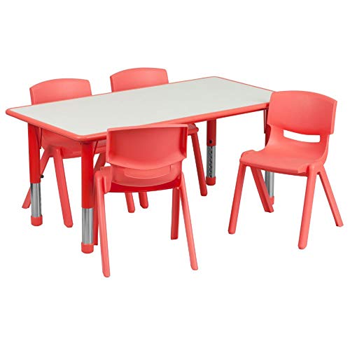 Flash Furniture 23.625''W x 47.25''L Rectangular Red Pl...