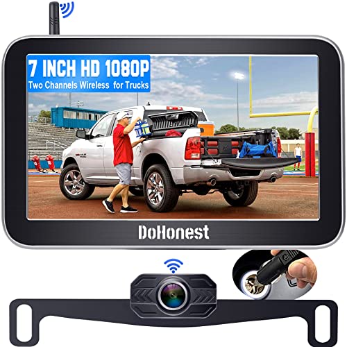 Dohonest Wireless Backup Camera for Trucks Car Pickup Camper Van with 7 Inch Monitor System, HD 1080P Bluetooth Backup Camera 2.4G Stable Digital Signals, Support Add Second RV Rear View Camera- V29