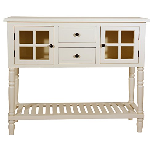 Décor Therapy Morgan Two Door Console Table, Antique Wh...