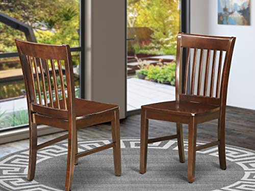 East West Furniture NFC-MAH-W Norfolk Modern Dining Chairs - Wooden Seat and Mahogany Hardwood Frame Dining Room Chair set of 2