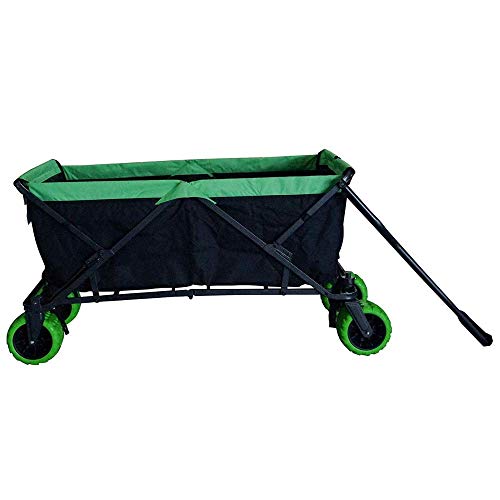 Impact Canopy Folding Utility Wagon, Collapsible All-Terrain Beach Wagon, Extra Large, Black/Neon Green
