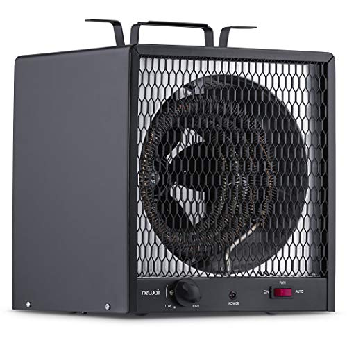 NewAir Portable Garage Heater, Electric Infared Fast Heat for up to 800 sq ft, 240V 30 amp 5600 Watt, G56, Black, Hardwired