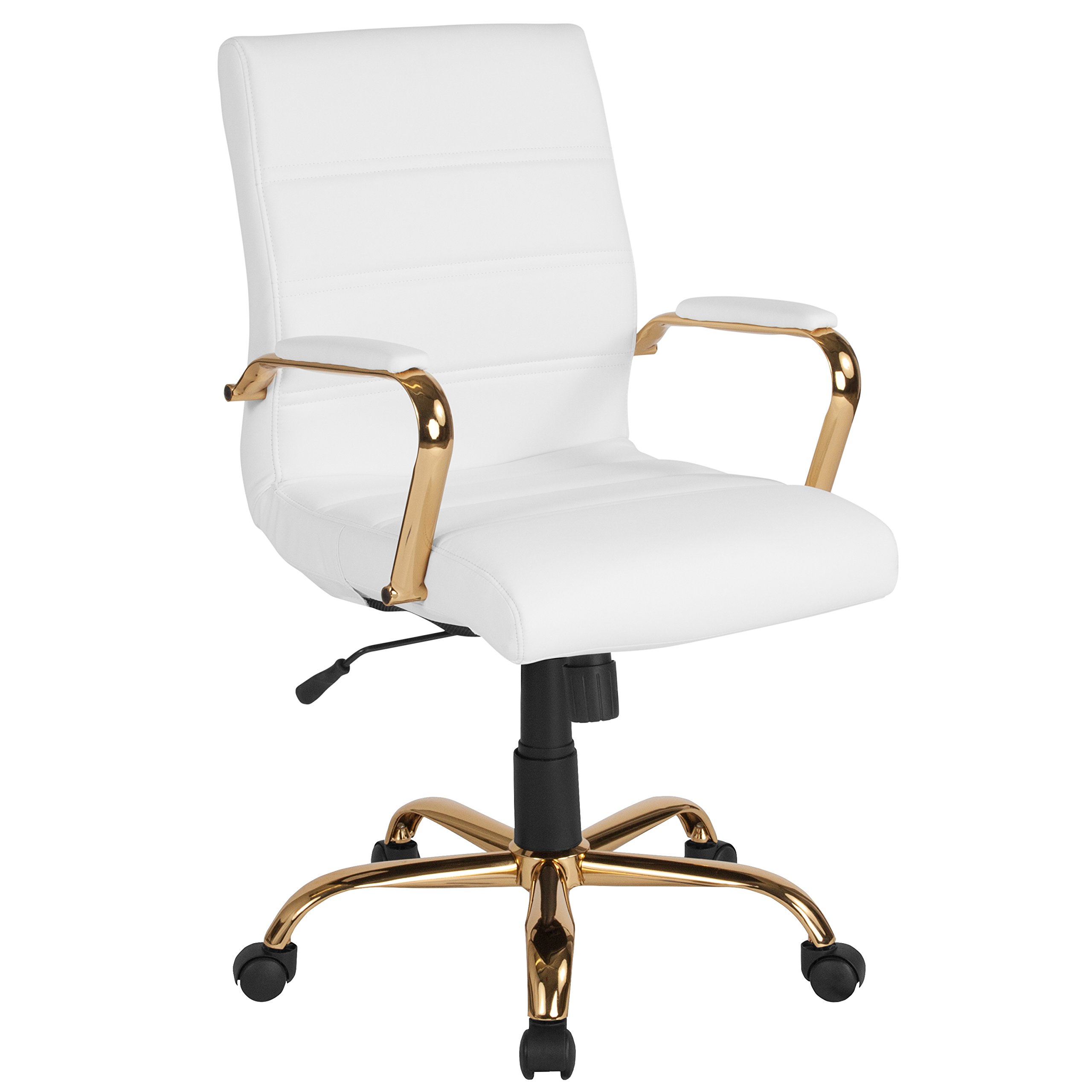 Flash Furniture Whitney Mid-Back Desk Chair - White Lea...