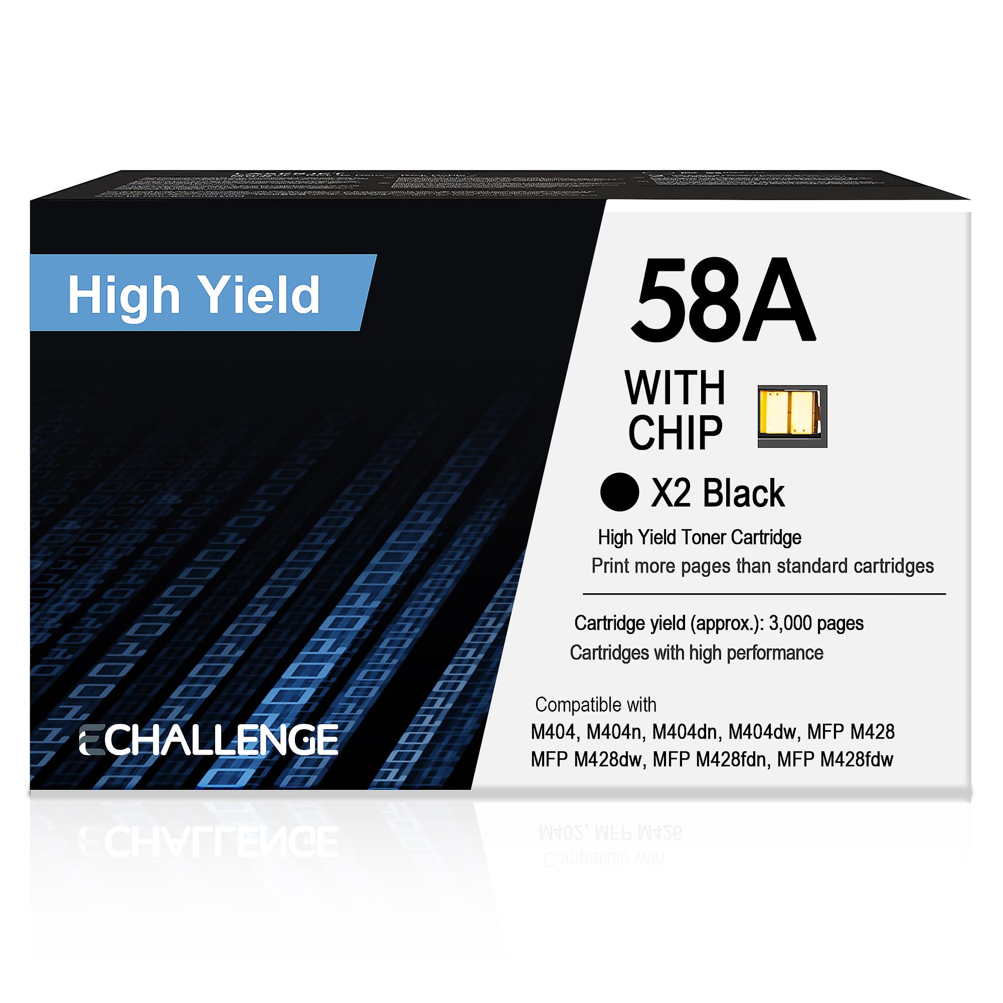  ECHALLENGE 58A CF258A  Compatible 58A CF258A With Chip Toner Cartridge Replacement for HP 58A CF258A 58X CF258X Compatible with Pro M404n M404dn M404dw M404 M428fdw M428fdn M428dw M406dn M430f(2 Black)...