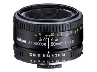 Nikon AF FX NIKKOR 50mm f/1.8D prime lens with manual a...