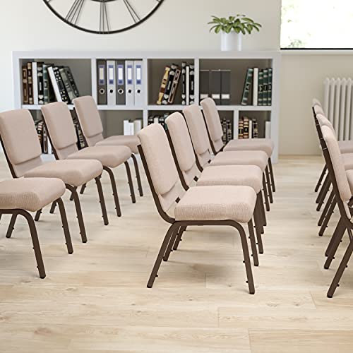 Flash Furniture 4 Pack Hercules Series 21''W Stacking Church Chair in Beige Fabric - Copper Vein Frame