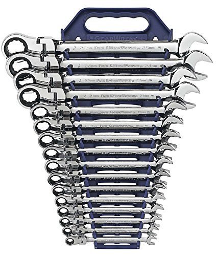 Gearwrench 16 Pc. 12 Pt. Flex Head Ratcheting Combination Wrench Set, Metric - 9902D