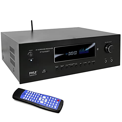 Pyle 1000W Bluetooth Home Theater Receiver - 5.2 Channel Surround Sound Stereo Amplifier System with 4K Ultra HD, 3D Video & Blu-Ray Video Pass-Through Supports, HDMI/MP3/USB/AM/FM Radio - , Black