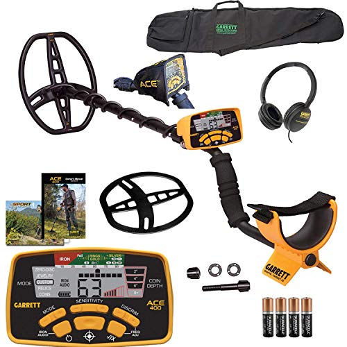 Garrett Electronics Garrett ACE 400 Metal Detector with DD Waterproof Search Coil and Carry Bag (Pack 1) (1)