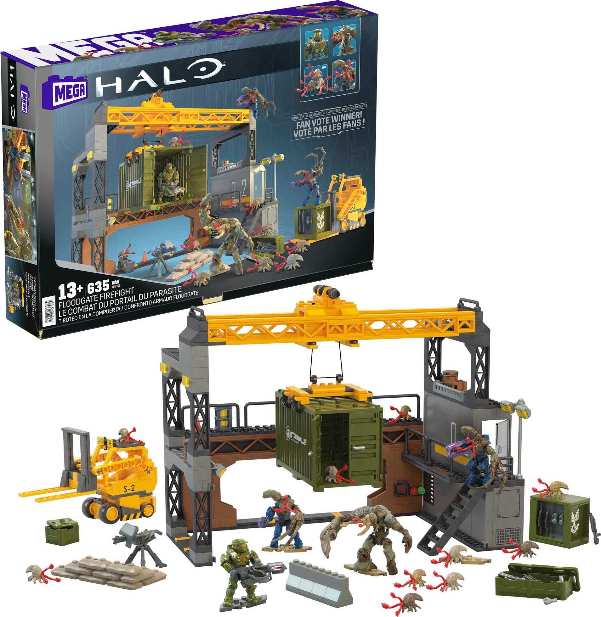 MEGA Halo Infinite Toys Building Set for Kids, Floodgate Firefight with 634 Pieces, 4 Poseable Micro Action Figures and Accessories, Gift Ideas