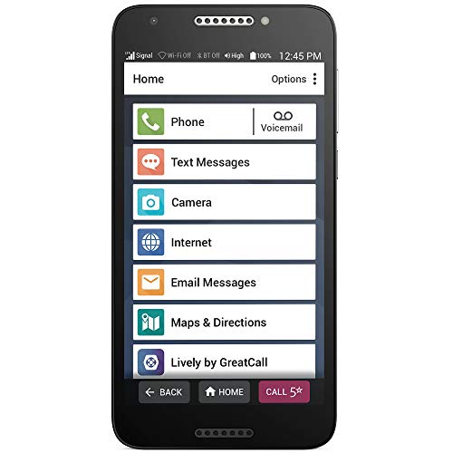 GreatCall Jitterbug Smart2 No-Contract Easy-to-use Smartphone for Seniors by ,Black