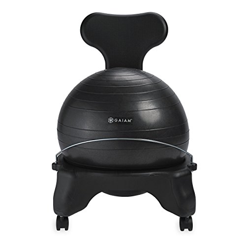 Gaiam Classic Balance Ball Chair - Exercise Stability Yoga Ball Premium Ergonomic Chair for Home and Office Desk with Air Pump, Exercise Guide and Satisfaction Guarantee