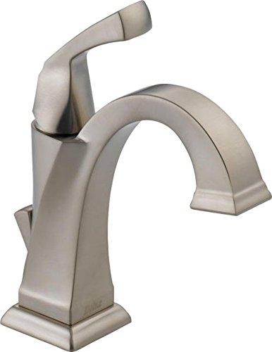 Delta Faucet Dryden Single Hole Bathroom Faucet Brushed Nickel, Single Handle Bathroom Faucet, Diamond Seal Technology, Metal Drain Assembly, Stainless 551-SS-DST
