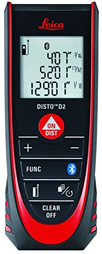 Leica Geosystems Leica DISTO D2 New 330ft Laser Distance Measure with Bluetooth 4.0, Black/Red
