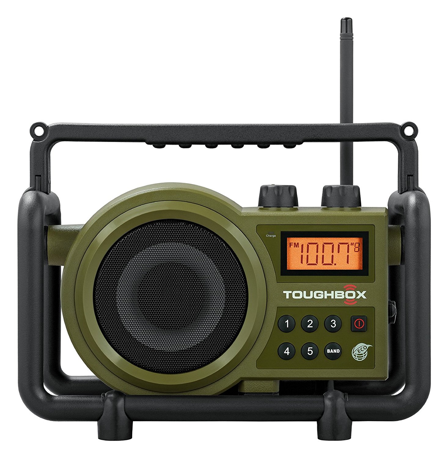 Sangean America, Inc. Sangean TB-100 (Toughbox) AM/FM/AUX-In Ultra Rugged Digital Tuning Rechargeable Radio (Green)