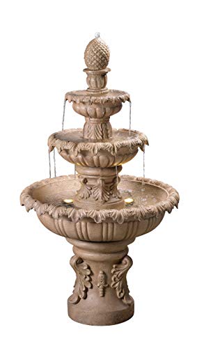 Kenroy Home Classic Outdoor Floor Fountain ,45 Inch Height, 25.5 Inch Width, 25.5 Inch Ext. with Sandstone Finish