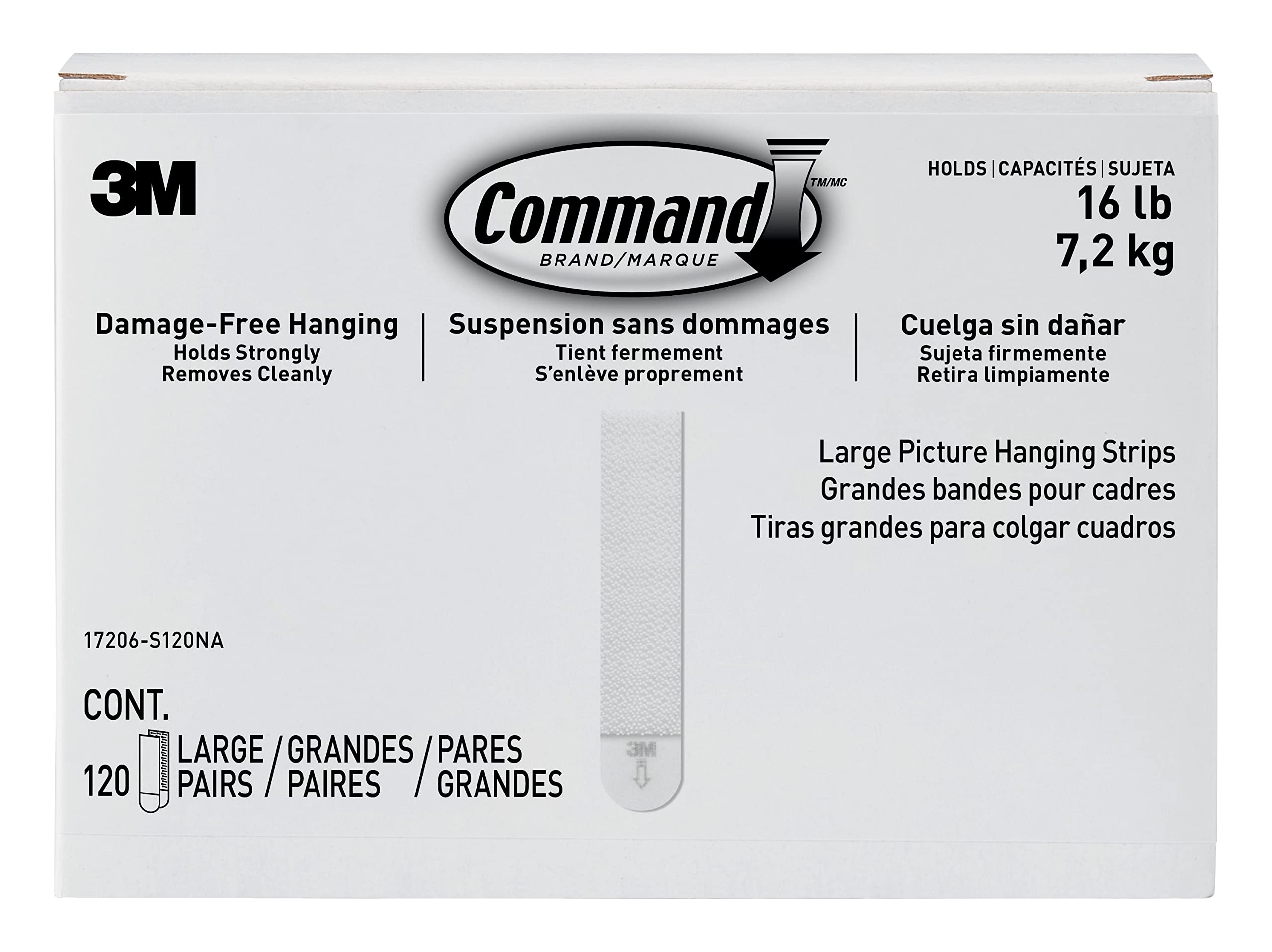 Command Large Picture Hanging Strips 120 pairs White