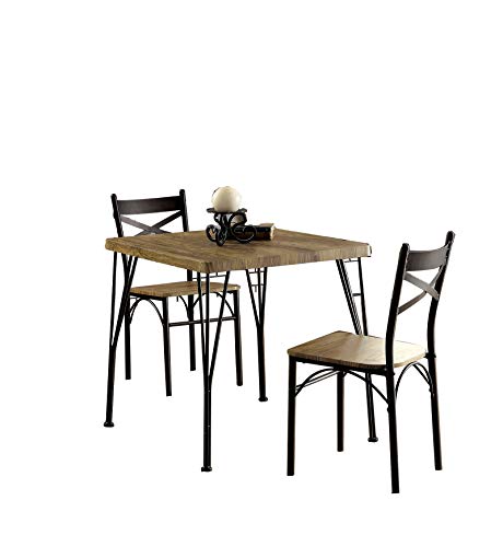Benjara Industrial Style 3 Piece Dining Table Set of Wo...