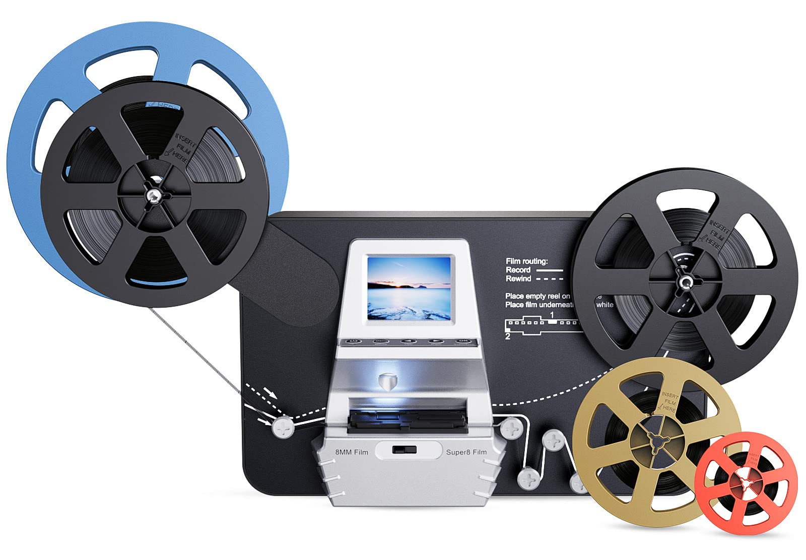  eyesen 8mm & Super 8 Reels to Digital Film Scanner Converter, Film Digitizer with 2.4