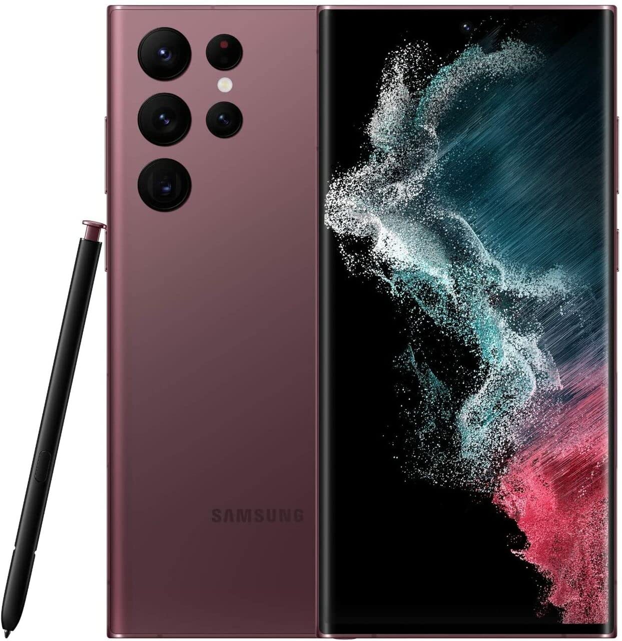 Samsung Galaxy S22 Ultra S9080 5G 512GB 12GB RAM Factory Unlocked (GSM Only | No CDMA - not Compatible with Verizon/Sprint) Global Version - Burgundy