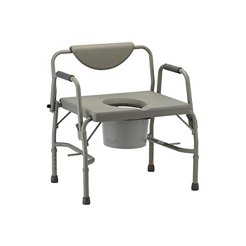 NOVA Medical Products Heavy Duty Bedside Commode Chair with Drop-Arm (for Easy Transfer) 500 lb. Weight Capacity, Extra Wide & Bariatric Commode Chair, Grey