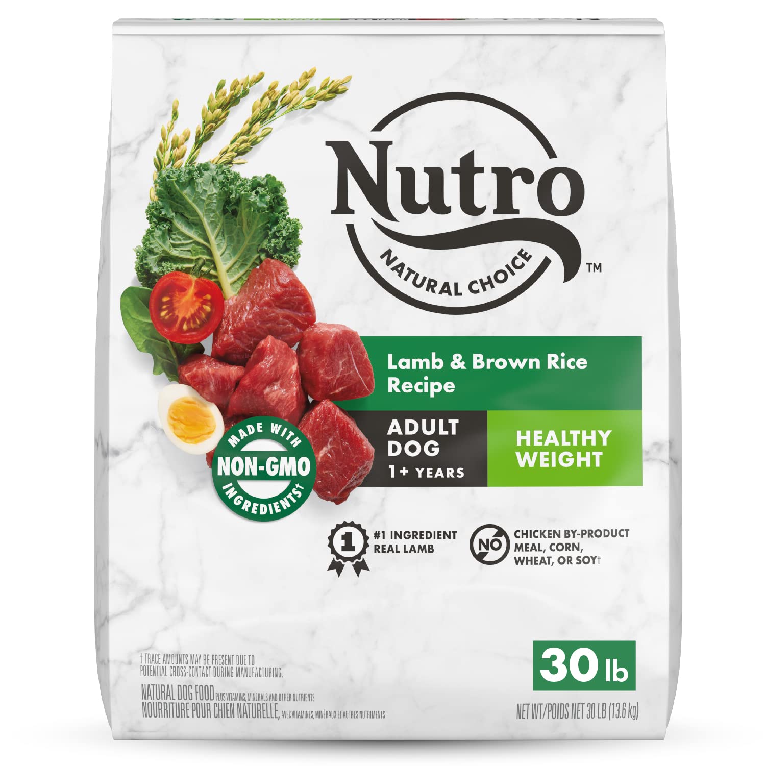 Nutro NATURAL CHOICE Healthy Weight Adult Dry Dog Food, Lamb & Brown Rice Recipe Dog Kibble, 30 lb. Bag