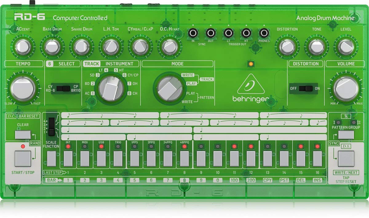 Behringer RD-6-LM Analog Drum Machine - Green Translucent