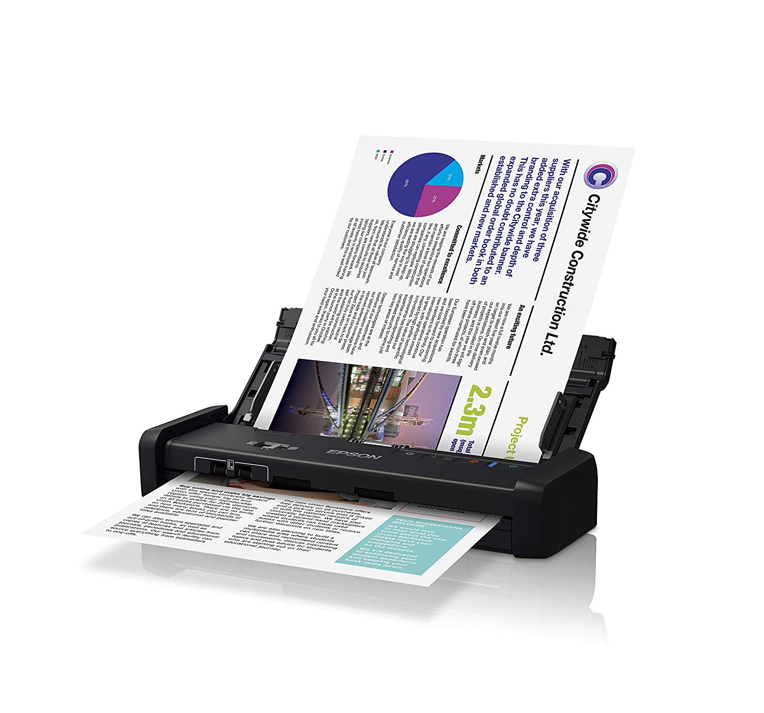 Epson DS-320 Mobile Scanner with ADF:  25ppm, TWAIN & ISIS Drivers, 3-Year Warranty