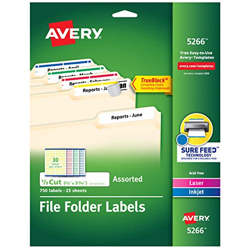 Avery File Folder Labels in Assorted Colors for Laser a...