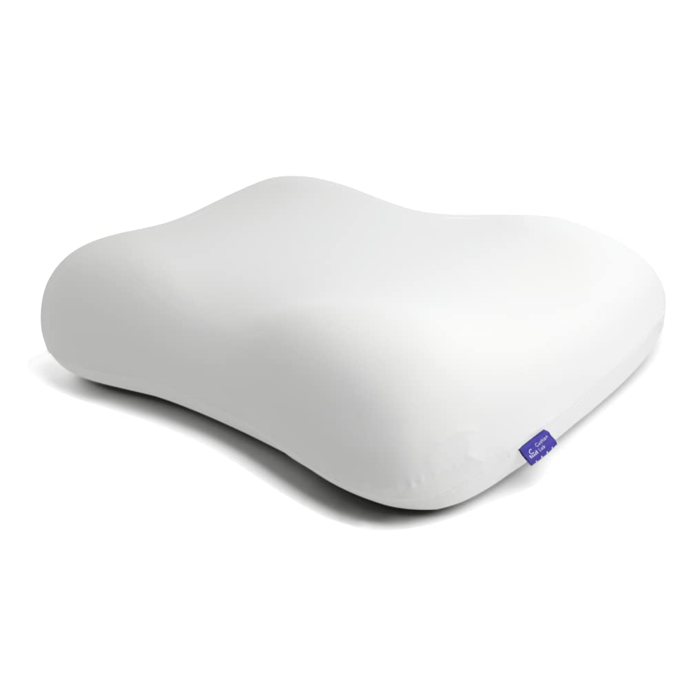 C CUSHION LAB Deep Sleep Pillow, Patented Ergonomic Contour Design for Side & Back Sleepers, Orthopedic Cervical Shape Gently Cradles Head & Provides Neck Support & Shoulder Pain Relief - Calm Grey