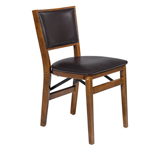 MECO Stakmore Retro Upholstered Back Folding Chair Finish, Set of 2, Fruitwood