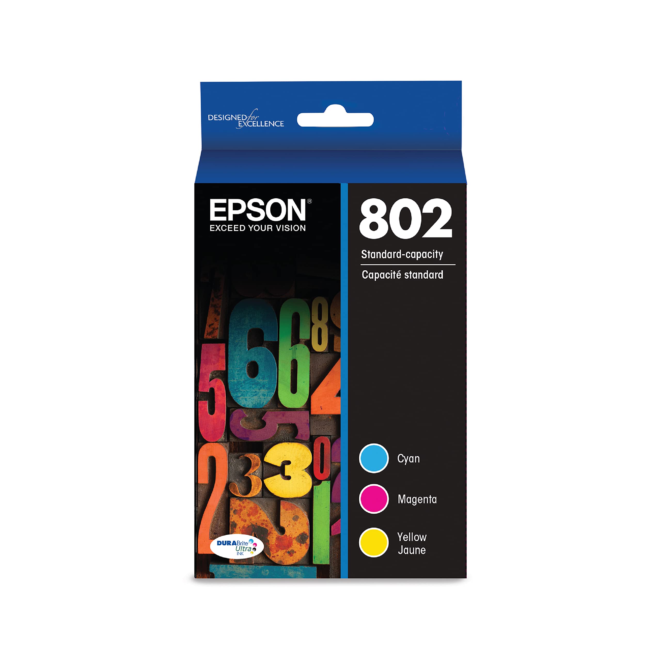 Epson T802 DURABrite Ultra -Ink Standard Capacity Color Combo Pack (T802520-S) for select  WorkForce Pro Printers