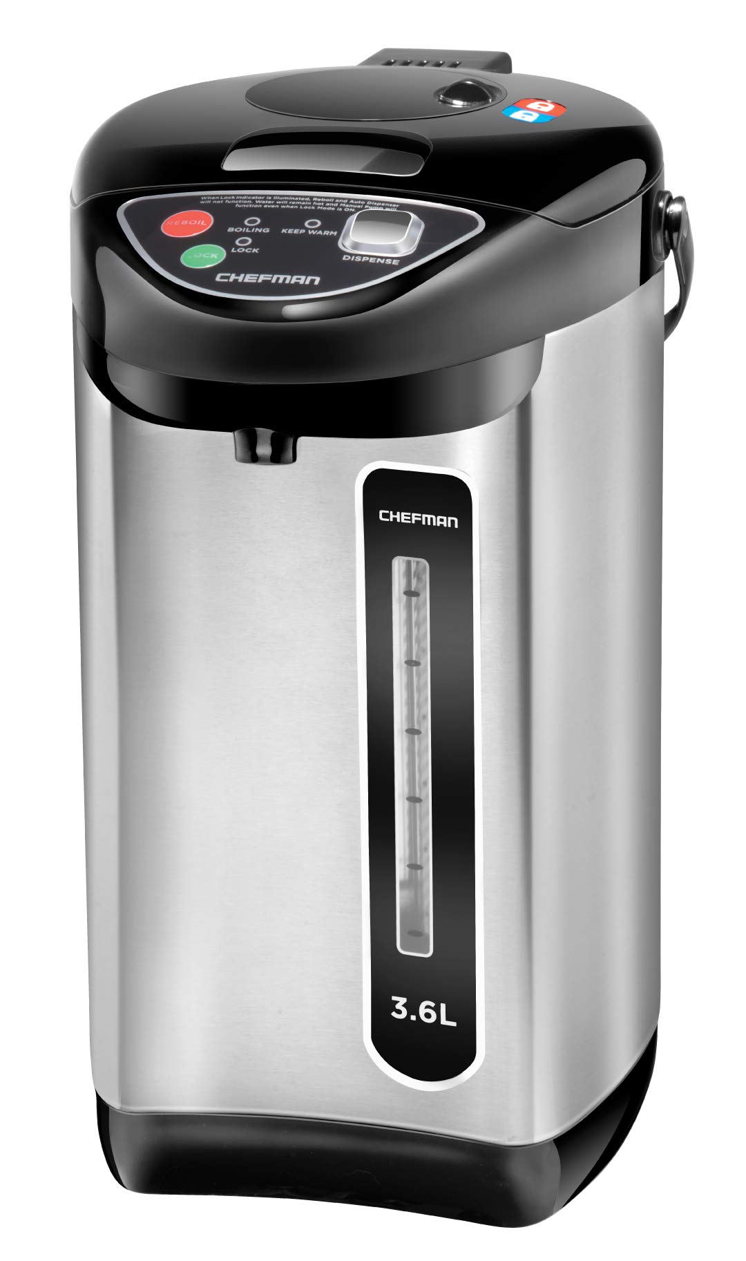Chefman Electric Hot Water Pot Urn w/ Auto & Manual Dispense Buttons, Safety Lock, Instant Heating for Coffee & Tea, Auto-Shutoff/Boil Dry Protection