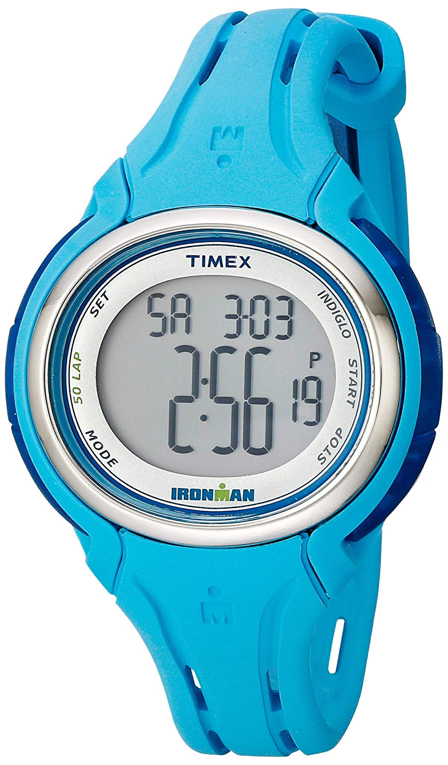 Timex Corporation Timex Women's TW5K906009J Ironman Sleek 50 Pool Blue Silicone Strap Watch
