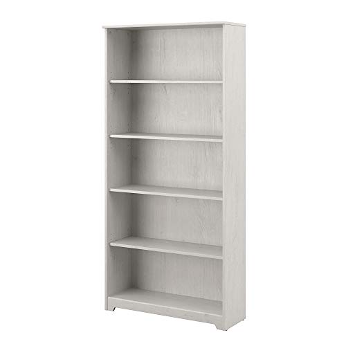 Bush Furniture Cabot Tall 5 Shelf Bookcase, 31W, Linen White Oak